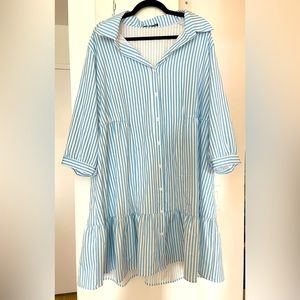 Blue and White Striped Shein button down dress